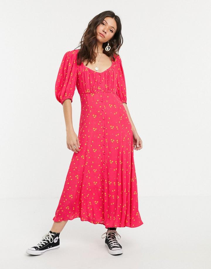 Ghost Alice Crepe Lemon Print Midi Dress