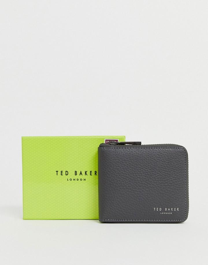 Ted Baker Worner Rfid Leather Zip Around Wallet In Gray