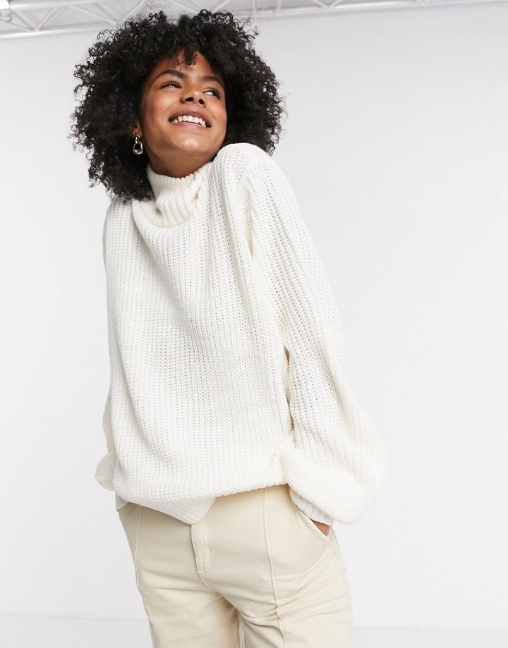 Noisy May Ribbed Sweater In White