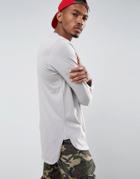 Asos Super Longline Long Sleeve T-shirt With Side Split - Gray