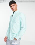 Polo Ralph Lauren Slim Fit Oxford Shirt With Pony Logo In Light Green