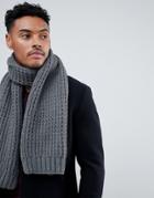Asos Design Knitted Scarf In Gray Recycled Polyester - Gray