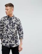 New Look Regular Fit Shirt With Feather Print In Black - Black