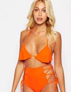 Asos Floaty Frill Triangle Bikini Top - Samba Orange