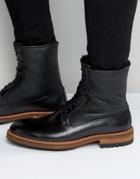Aldo Scibelli Lace Up Boots In Black Leather - Black
