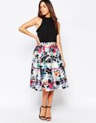 Warehouse Stripe Floral Midi Dress - Multi