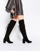 Asos Koco Lace Up Over The Knee Boots - Black