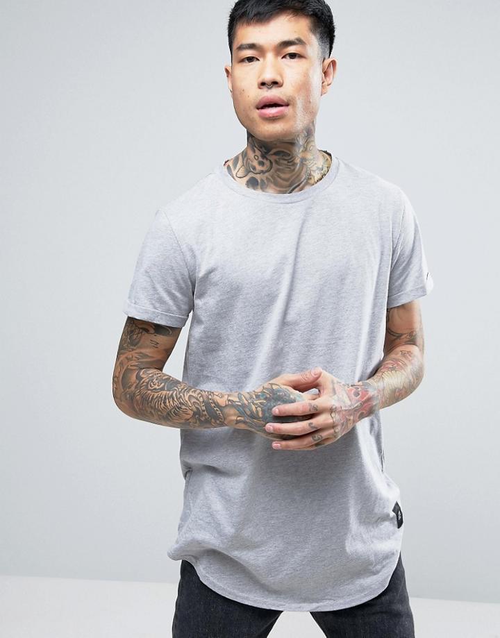 Sixth June T-shirt With Curved Hem In Gray - Gray