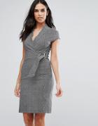Liquorish Miniture Tile Print D Ring Dress - Gray