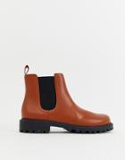 Monki Chelsea Boots In Faux Leather In Tan-orange