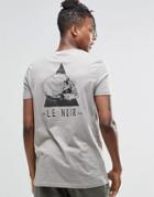 Asos Longline T-shirt With Skully Chest And Back Print - Elephant Skin