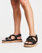 Public Desire Miami Quilted Rope Flatform Sandals In Black