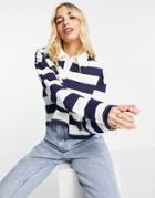 Vero Moda Frsh 'v' Front Long Sleeve Polo Shirt In White