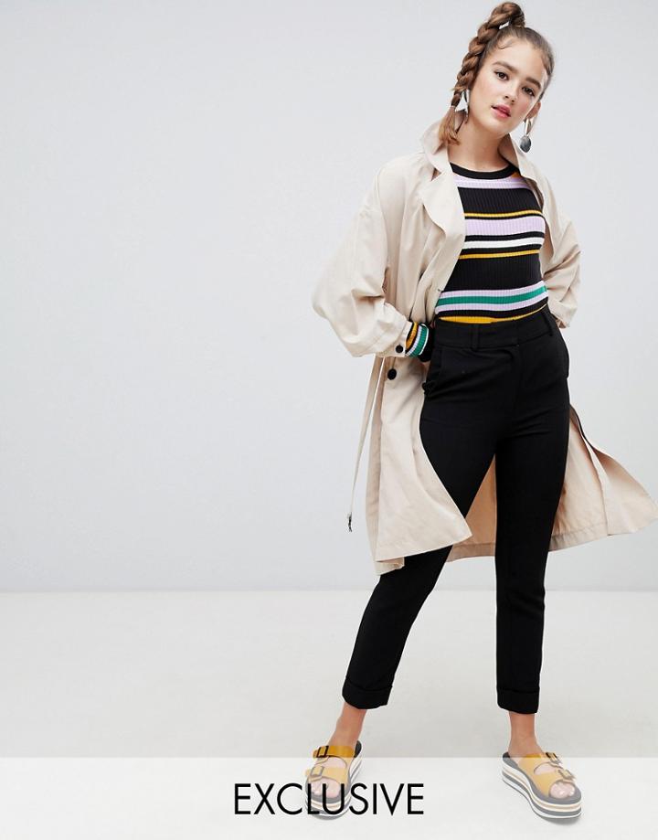 Monki Slim Pants In Black
