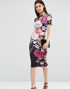 Asos Tall Placed Floral Print T-shirt Dress - Multi