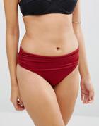 Pour Moi Azure Ruched Bikini Bottoms - Red