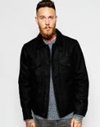 Lee Wool Jacket Zip Front Quilted Lining - Black