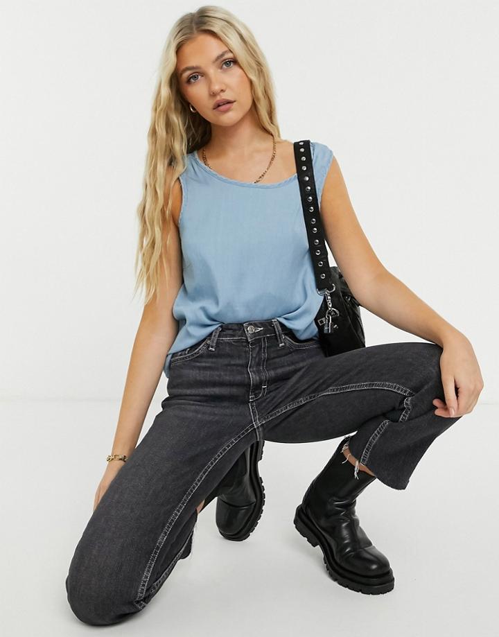 Vila Sleeveless T-shirt In Blue
