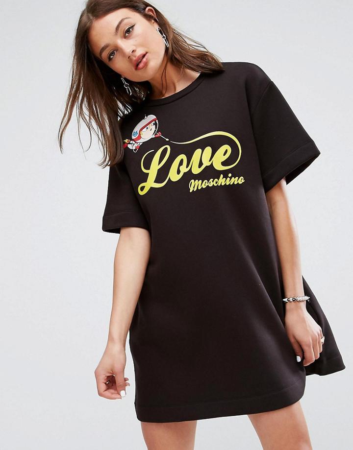 Love Moschino Tee Printed Dress - Black