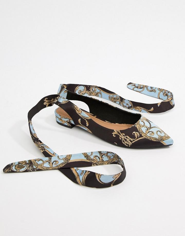 Asos Design Laney Tie Leg Ballet Flats - Multi
