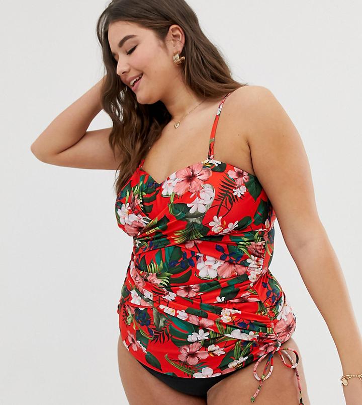 City Chic Antigua Tankini Top In Multi - Multi