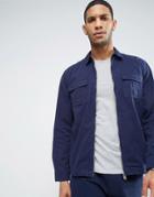 Nicce London Zip Over Shirt In Navy In Reg Fit - Navy