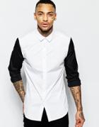 Asos Shirt With Cut And Sew In Long Sleeves - White