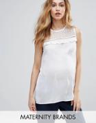 New Look Maternity Frill Front Lace Sleeveless Top - Cream