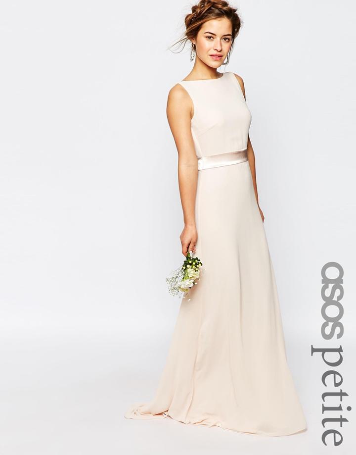 Tfnc Petite Wedding Sateen Bow Back Maxi Dress - Nude