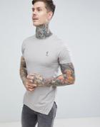 Religion Muscle Fit T-shirt With Pleated Hem In Beige - Stone