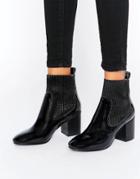 Asos Represent Premium Leather Patent Chelsea Ankle Boots - Black