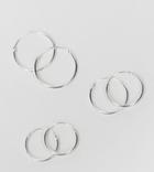 Asos Pack Of 3 Sterling Silver Hoop Earrings - Silver