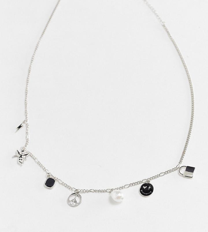 Reclaimed Vintage Inspired Necklace With Throwback Charms In Silver