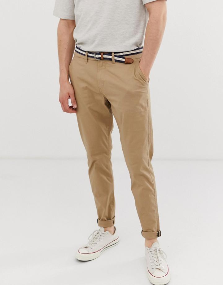 Pull & Bear Slim Fit Chino In Tan - Tan