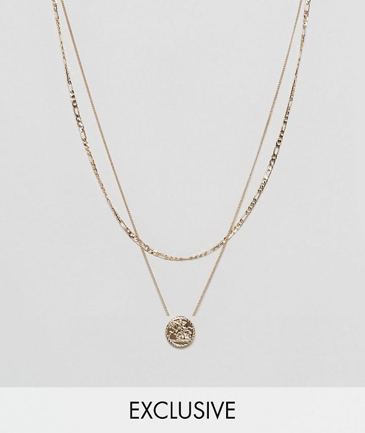 Chained & Able Sovereign Mini Medallion Layer Necklace In Gold Exclusive To Asos