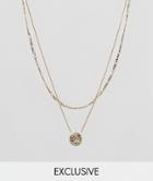 Chained & Able Sovereign Mini Medallion Layer Necklace In Gold Exclusive To Asos