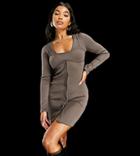Asyou Button Through Cardigan Dress With Bra Overlay In Gray-grey