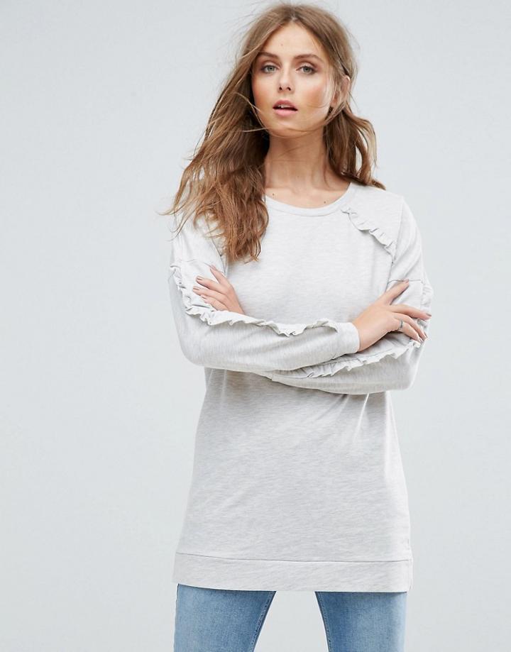 Only Gina Frill Long Sweatshirt - Black