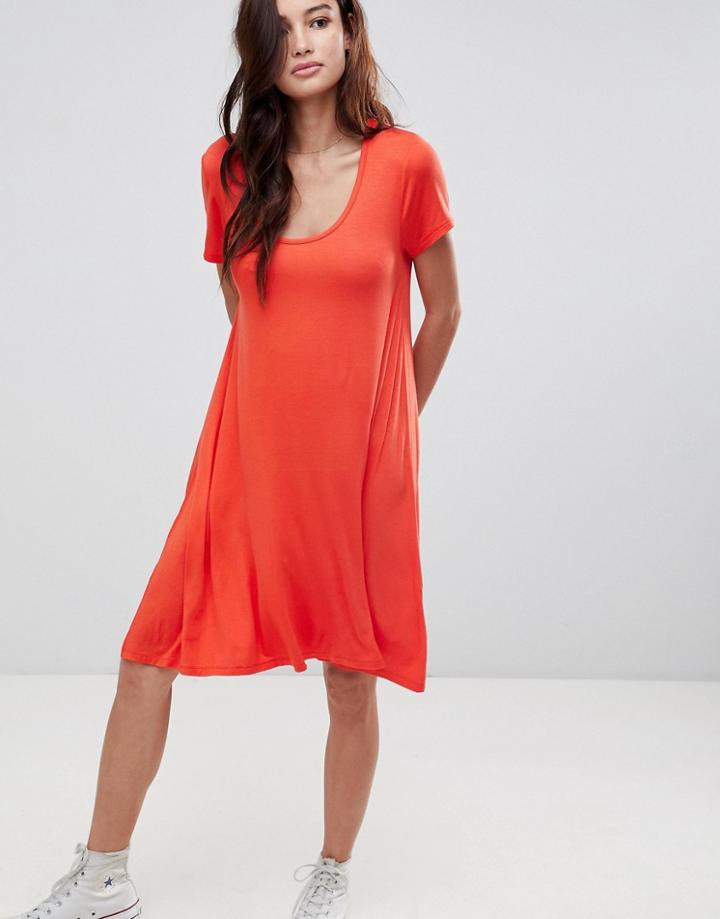 Brave Soul Swing Dress With Keyhole Back Detail-red
