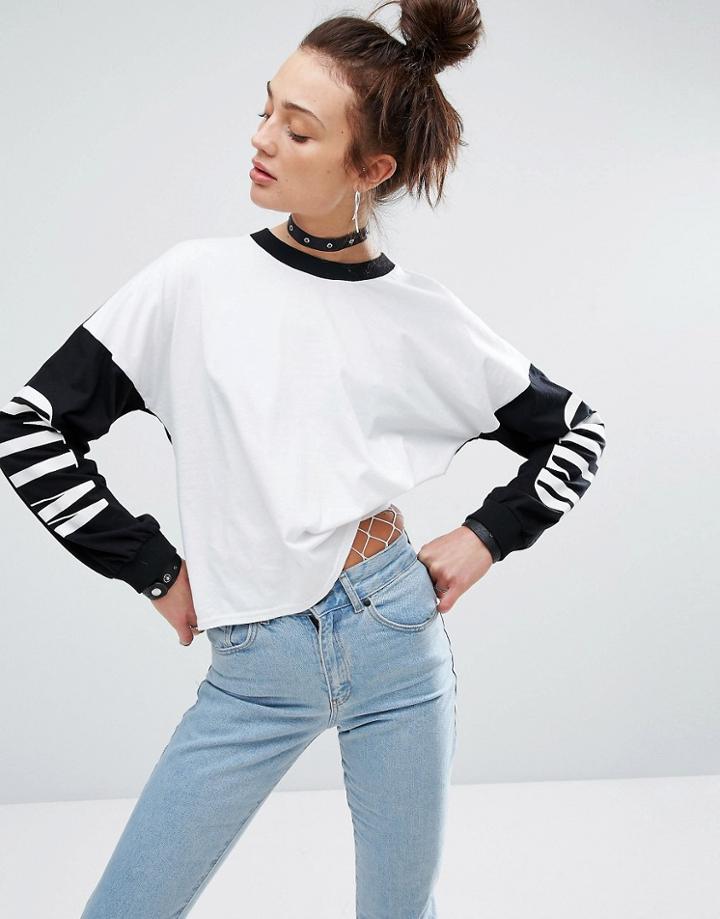 The Ragged Priest Long Sleeve Top With Wild Child Print - White