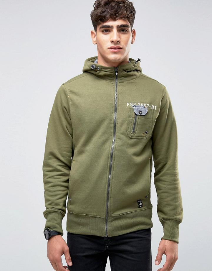 Firetrap Zip Through Hooded Sweat - Green