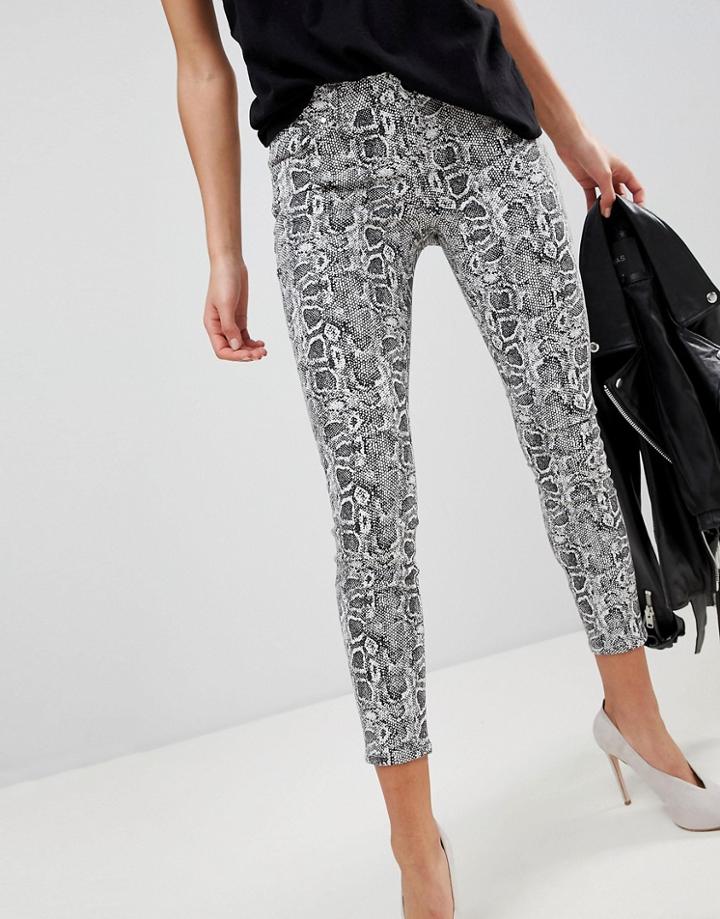 Asos Whitby Low Rise Skinny Jeans In Snake Print - Multi