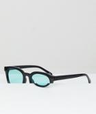 Jeepers Peepers Square Sunglasses With Blue Tinted Lens - Black