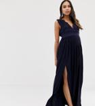 Asos Design Maternity Premium Lace Insert Pleated Maxi Dress