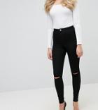 Asos Tall Rivington Jegging In Clean Black With Rips - Black