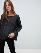 Only Knitted Wide Neck Sweater - Gray