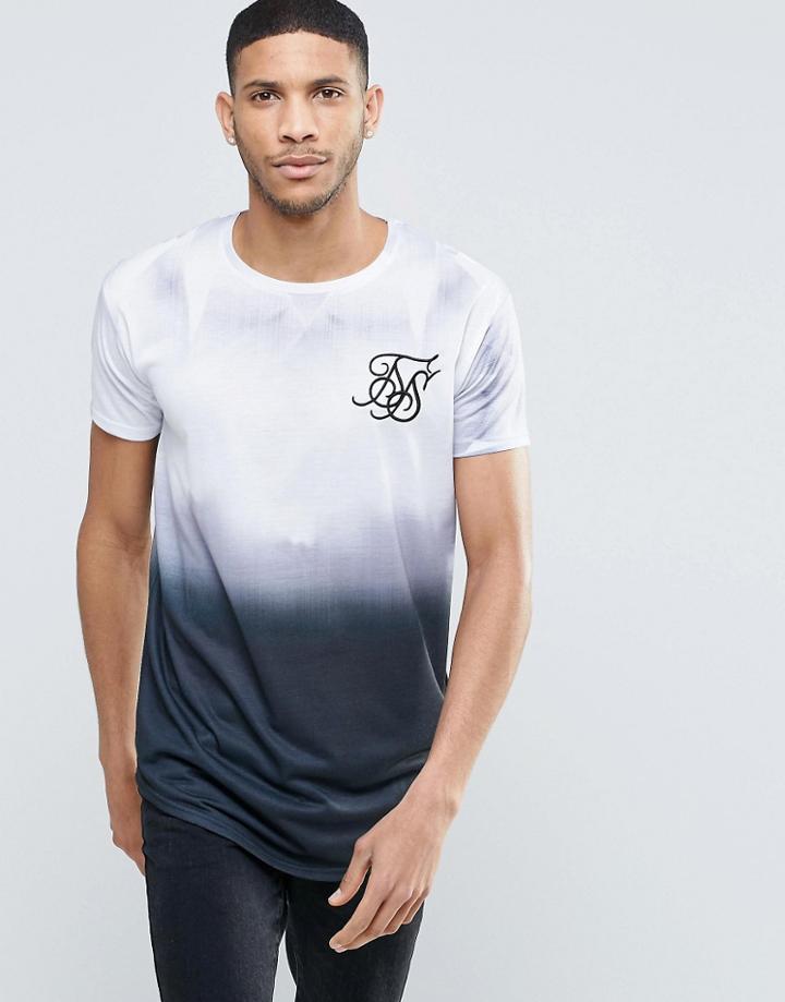 Siksilk T-shirt In Dip Dye - White
