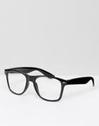 7x Square Glasses In Black - Black