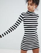 Daisy Street Sweater Dress In Stripe - Black
