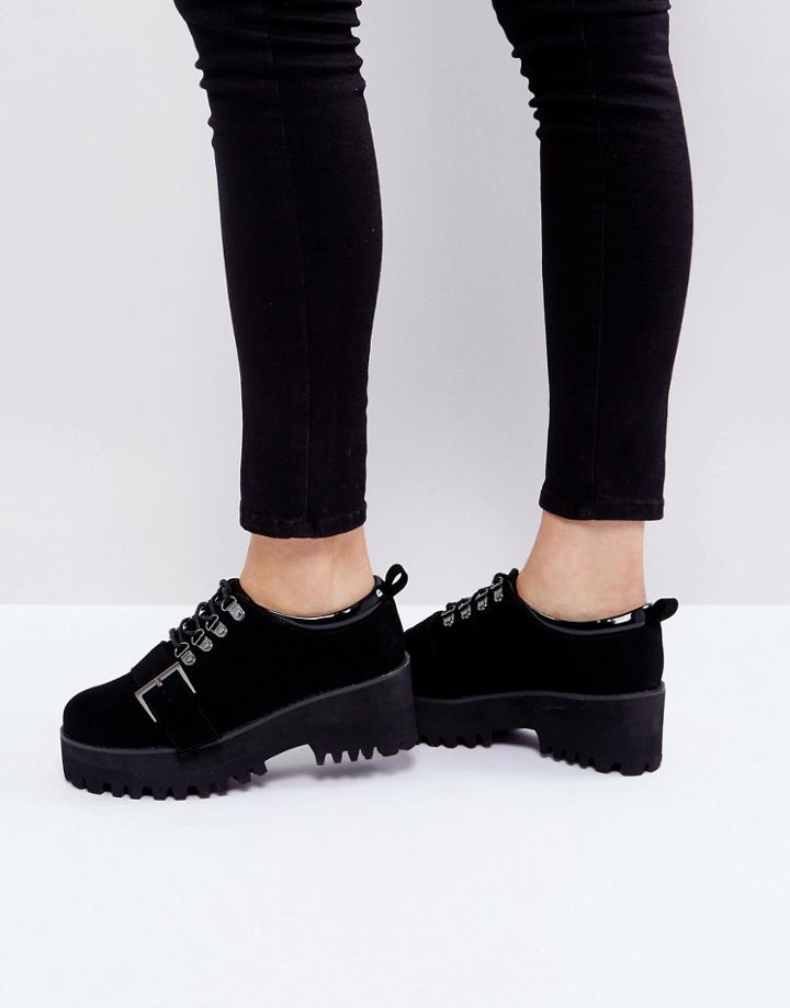 Asos Out Of Bound Hiker Heeled Shoes - Black